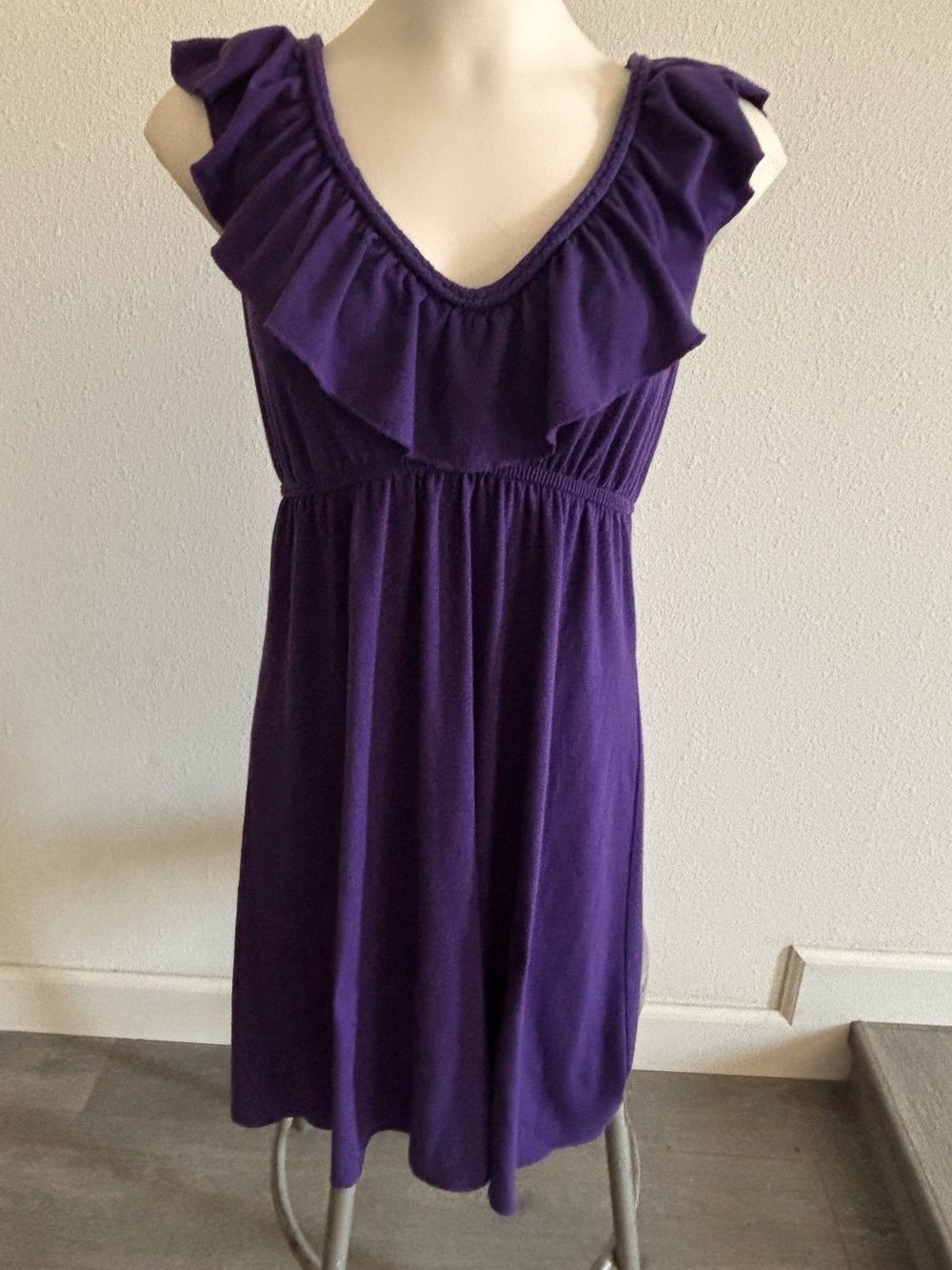 Purple Ruffle V-Neck Dress